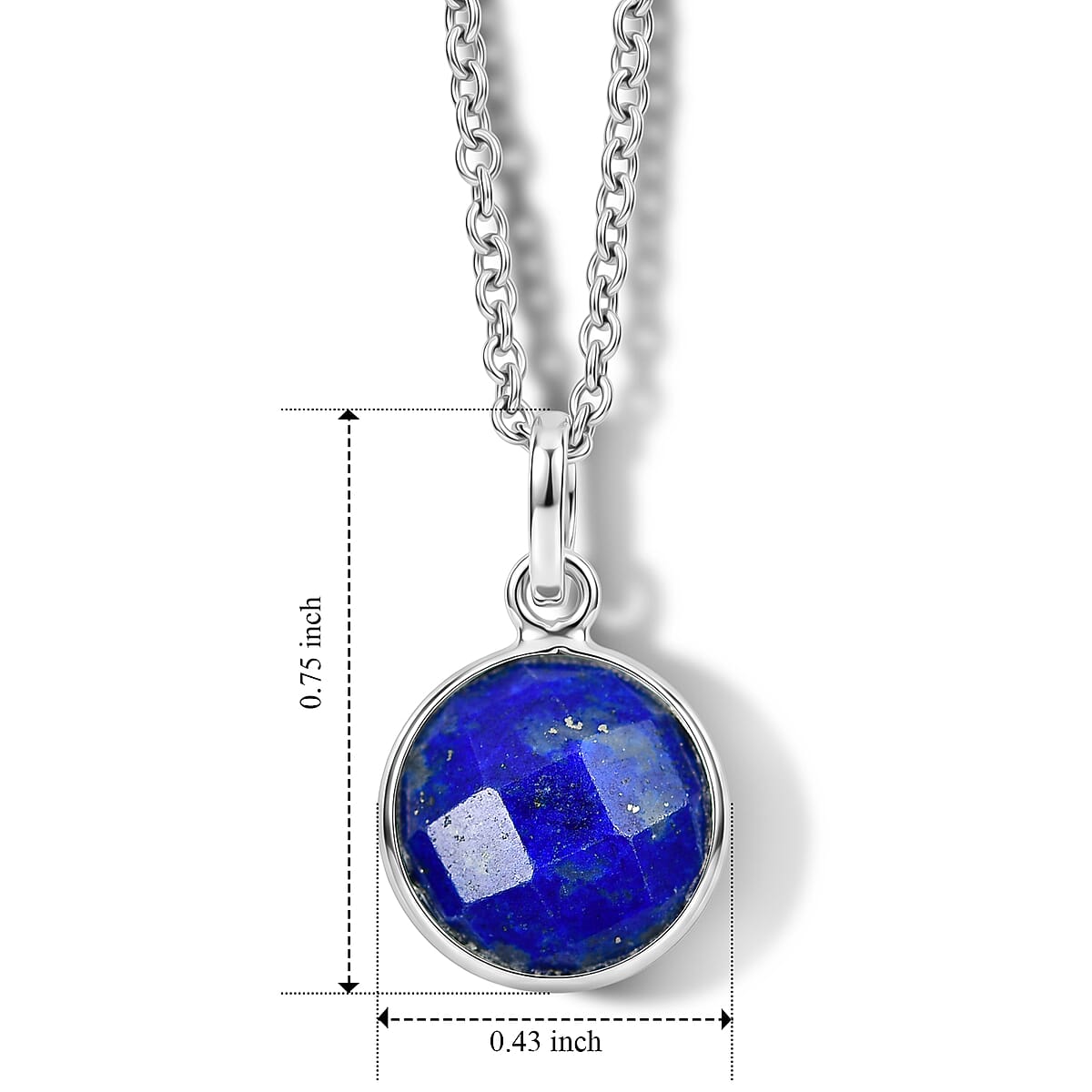 Briolitte Cut Lapis Lazuli 4.00 ctw Pendant in Sterling Silver with Stainless Steel Necklace (18 Inches) image number 4