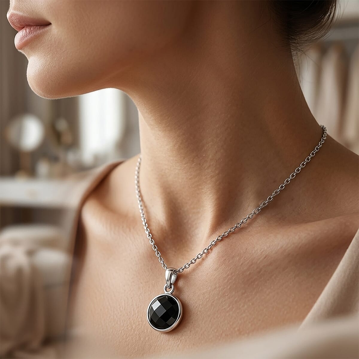 Briolitte Cut Lapis Lazuli 3.60 ctw Pendant in Sterling Silver with Stainless Steel Necklace (18 Inches) image number 1