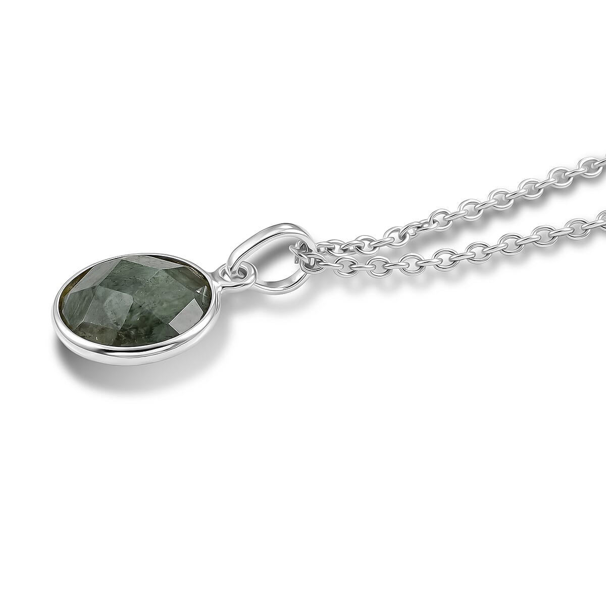 Briolitte Cut Malagasy Labradorite 3.60 ctw Pendant in Sterling Silver with Stainless Steel Necklace (18 Inches) image number 3