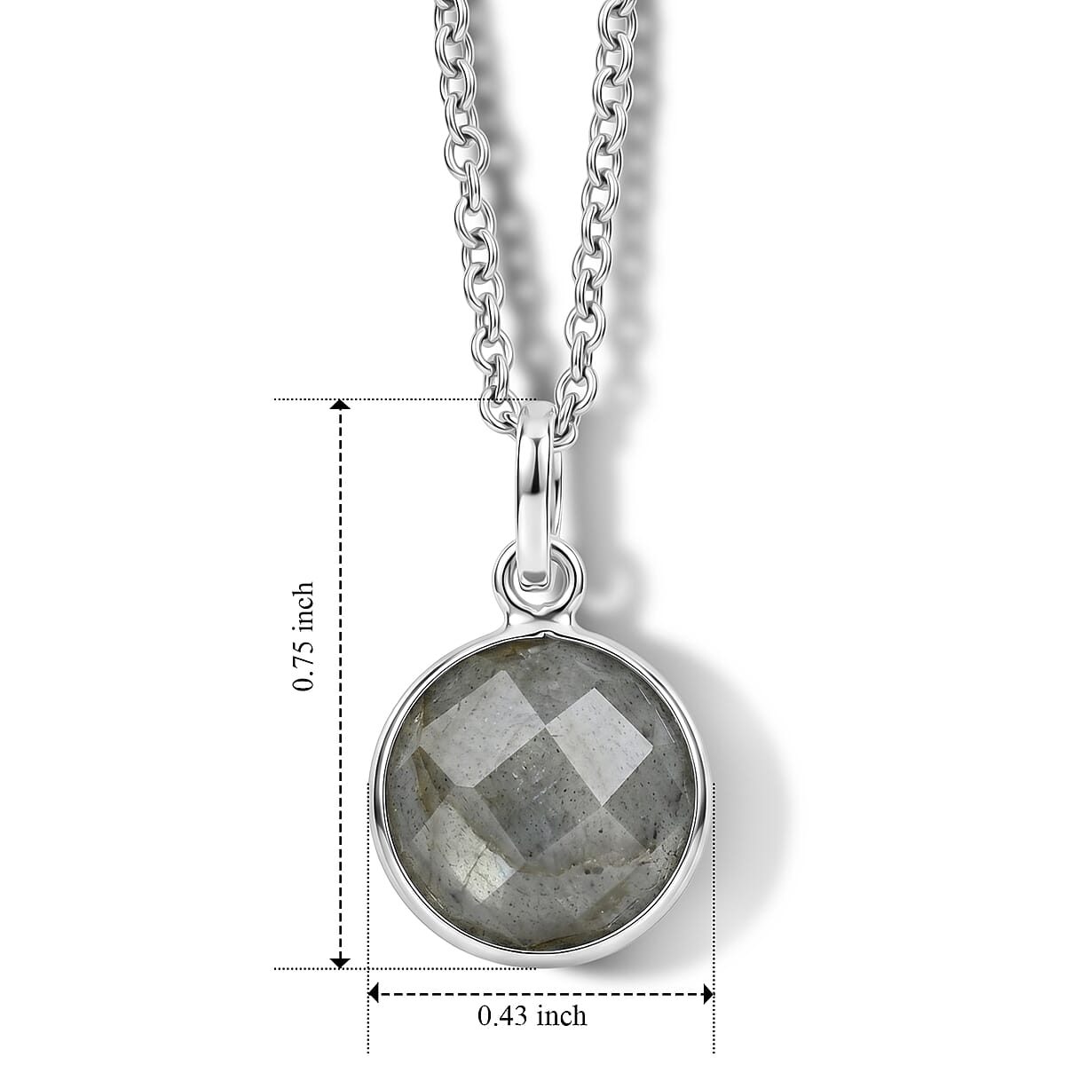 Briolitte Cut Malagasy Labradorite 3.60 ctw Pendant in Sterling Silver with Stainless Steel Necklace (18 Inches) image number 4