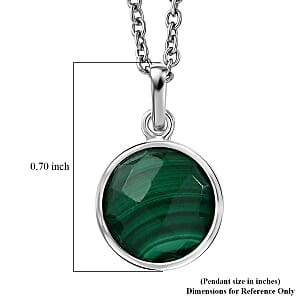 Briolitte Cut African Malachite 4.85 ctw Pendant in Sterling Silver with Stainless Steel Necklace (18 Inches)