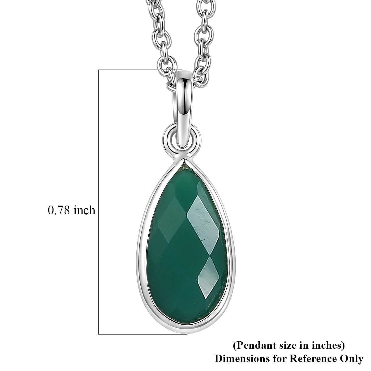 Briolitte Cut Green Onyx 2.30 ctw Pendant in Sterling Silver with Stainless Steel Necklace (18 Inches)