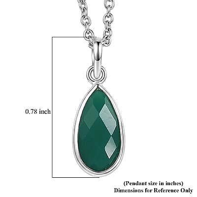 Briolitte Cut Green Onyx 2.30 ctw Pendant in Sterling Silver with Stainless Steel Necklace (18 Inches)