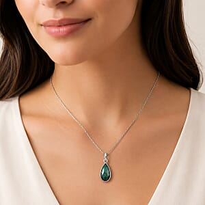 Briolitte Cut African Malachite 2.70 ctw Pendant in Sterling Silver with Stainless Steel Necklace (18 Inches)