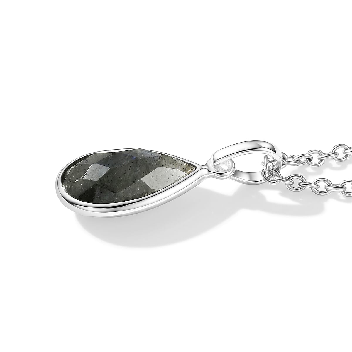 Briolitte Cut Malagasy Labradorite 2.40 ctw Pendant in Sterling Silver with Stainless Steel Necklace (18 Inches) image number 2