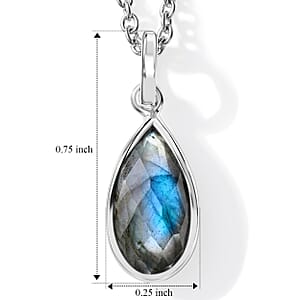 Briolitte Cut Malagasy Labradorite 2.40 ctw Pendant in Sterling Silver with Stainless Steel Necklace (18 Inches)