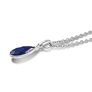 Briolitte Cut Lapis Lazuli 2.40 ctw Pendant in Sterling Silver with Stainless Steel Necklace (18 Inches)