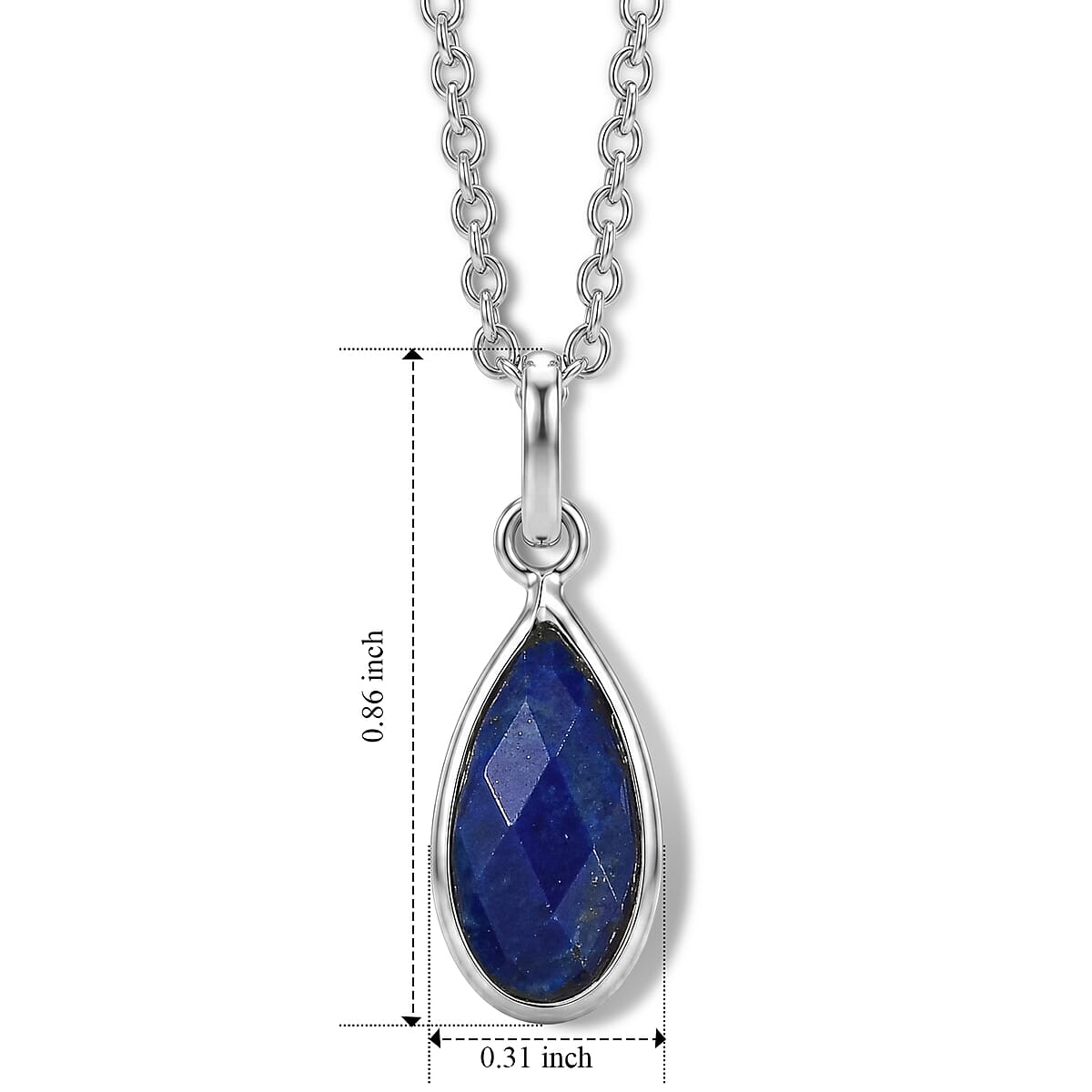 Briolitte Cut Lapis Lazuli 2.40 ctw Pendant in Sterling Silver with Stainless Steel Necklace (18 Inches) image number 4