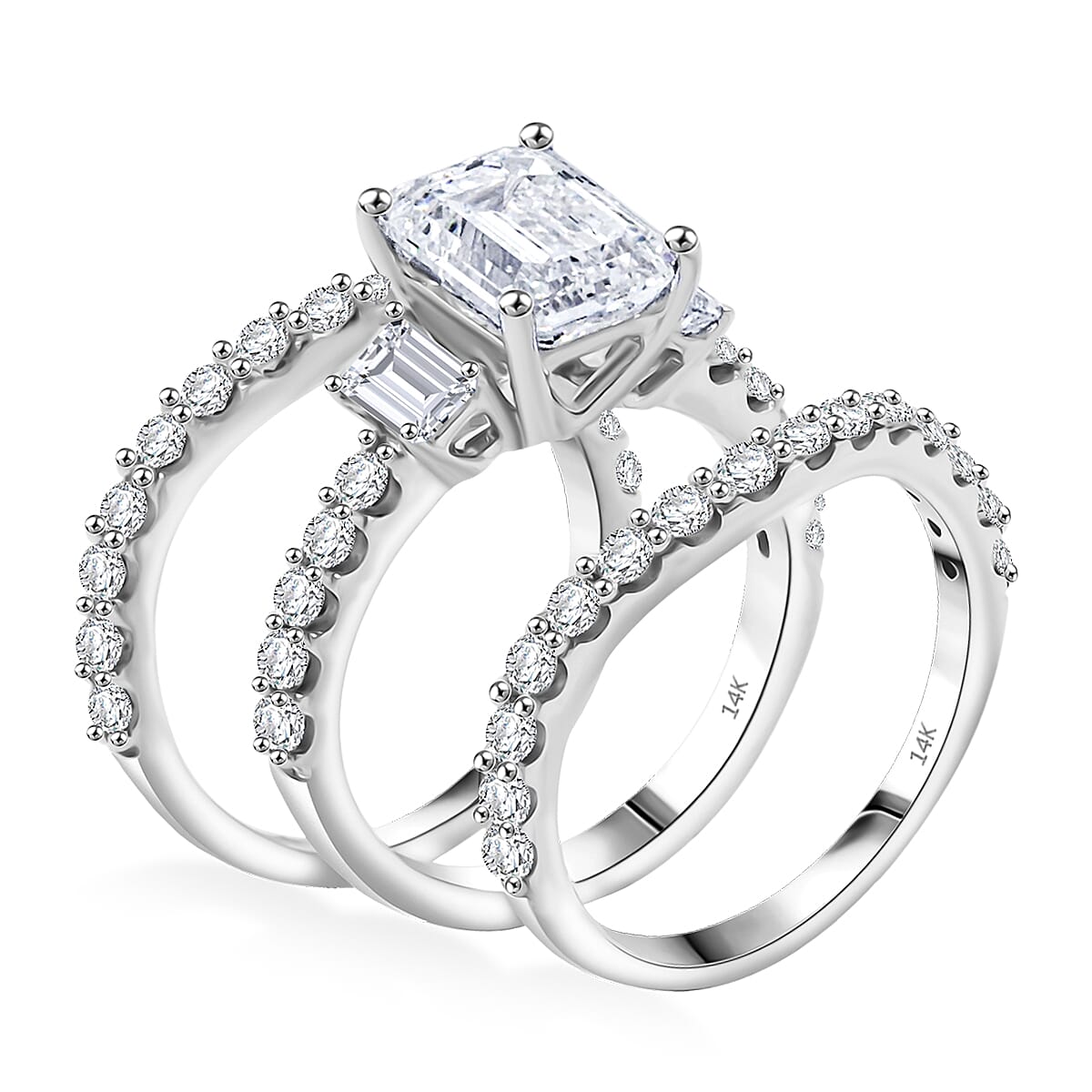  14K White Gold Luxuriant Lab Grown Diamond (VS) Set of 3 Ring (Size 8.0) (9.34 g) 4.88 ctw image number 3