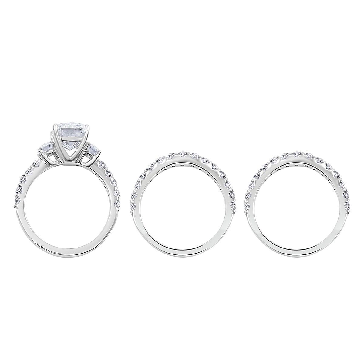  14K White Gold Luxuriant Lab Grown Diamond (VS) Set of 3 Ring (Size 8.0) (9.34 g) 4.88 ctw image number 4