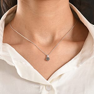 Premium Green Sapphire and Luxuriant Lab Grown Diamond G-H SI 0.40 ctw Petal Bloom Pendant Necklace in Rhodium Over Sterling Silver 20 Inches 