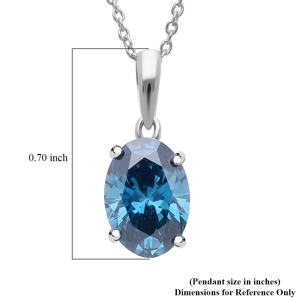 Luxuriant Lab Grown Blue Diamond (VS) (IR) 2.00 ctw Solitaire Pendant Necklace in Rhodium Over Sterling Silver 18-20 Inches