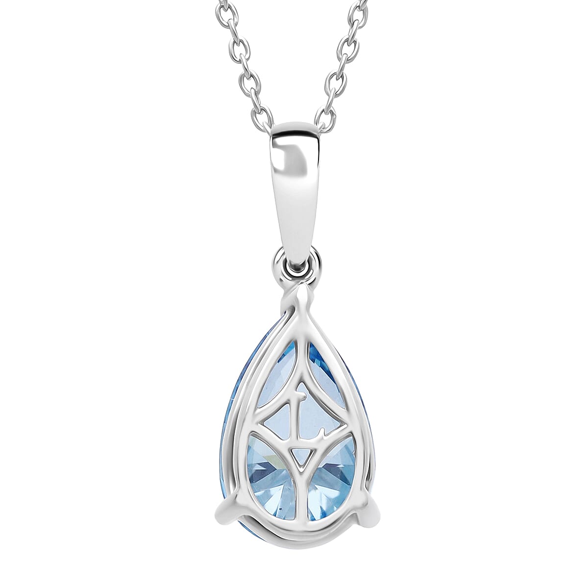 Luxuriant Lab Grown Blue Diamond (VS) (IR) 2.00 ctw Solitaire Pendant Necklace in Rhodium Over Sterling Silver (20 Inches) image number 4
