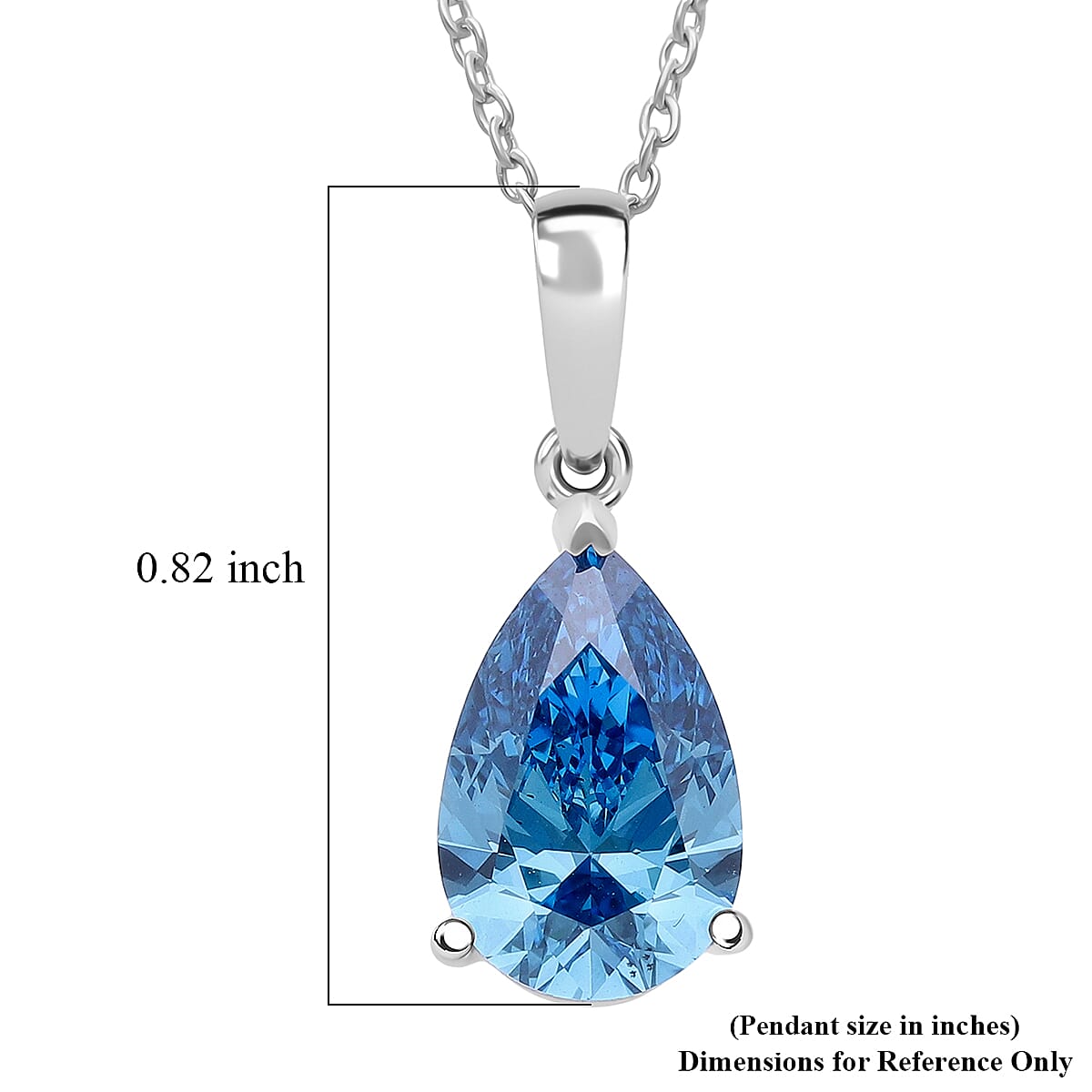 Luxuriant Lab Grown Blue Diamond (VS) (IR) 2.00 ctw Solitaire Pendant Necklace in Rhodium Over Sterling Silver (20 Inches) image number 5