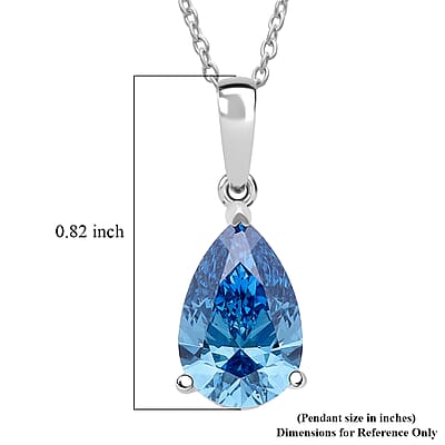Luxuriant Lab Grown Blue Diamond (VS) (IR) 2.00 ctw Solitaire Pendant Necklace in Rhodium Over Sterling Silver (20 Inches)