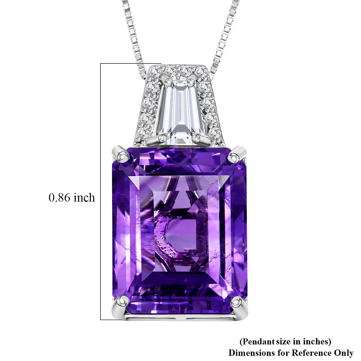 D'Joy Premium Lusaka Amethyst and Moissanite 6.60 ctw Signature Pendant Necklace in Rhodium Over Sterling Silver 20 Inches image number 5