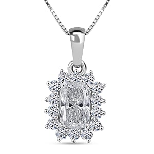 Luxuriant Lab Grown Diamond G VVS 1.50 ctw Pendant Necklace in Rhodium Over Sterling Silver 20 Inches