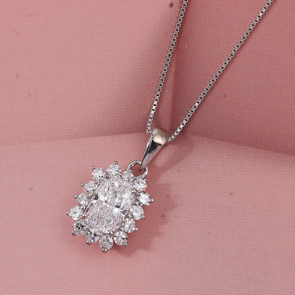 Luxuriant Lab Grown Diamond G VVS 1.50 ctw Pendant Necklace in Rhodium Over Sterling Silver 20 Inches image number 1