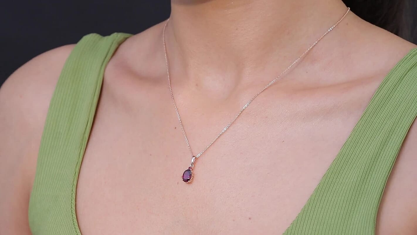 D'Joy Premium Orissa Rhodolite Garnet 1.60 ctw Velvet Fire Trilogy Pendant Necklace in 18K Vermeil Rose Gold Over Sterling Silver 20 Inches