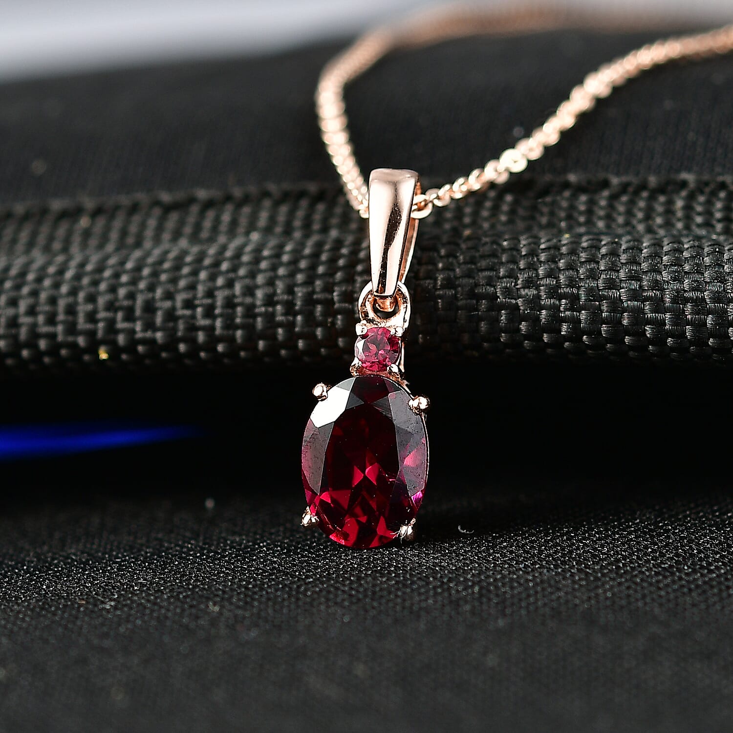 D'Joy Premium Orissa Rhodolite Garnet 1.60 ctw Velvet Fire Trilogy Pendant Necklace in 18K Vermeil Rose Gold Over Sterling Silver 20 Inches