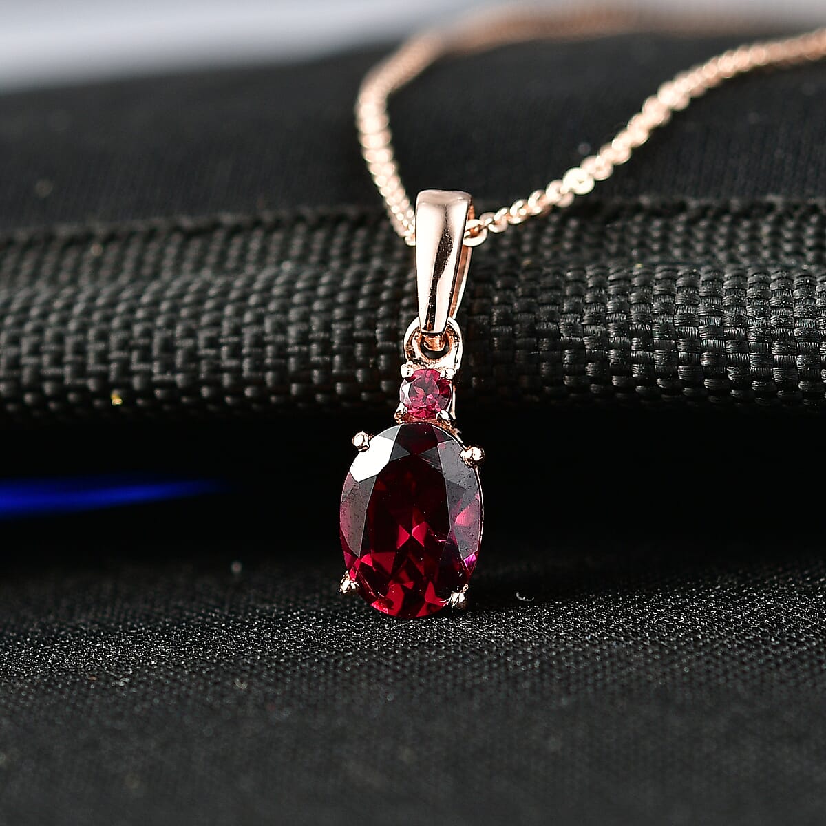 D'Joy Premium Orissa Rhodolite Garnet 1.60 ctw Classic Drop Pendant Necklace in 18K Vermeil Rose Gold Over Sterling Silver 20 Inches  image number 1