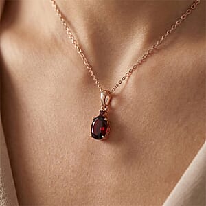 D'Joy Premium Orissa Rhodolite Garnet 1.60 ctw Velvet Fire Trilogy Pendant Necklace in 18K Vermeil Rose Gold Over Sterling Silver 20 Inches 