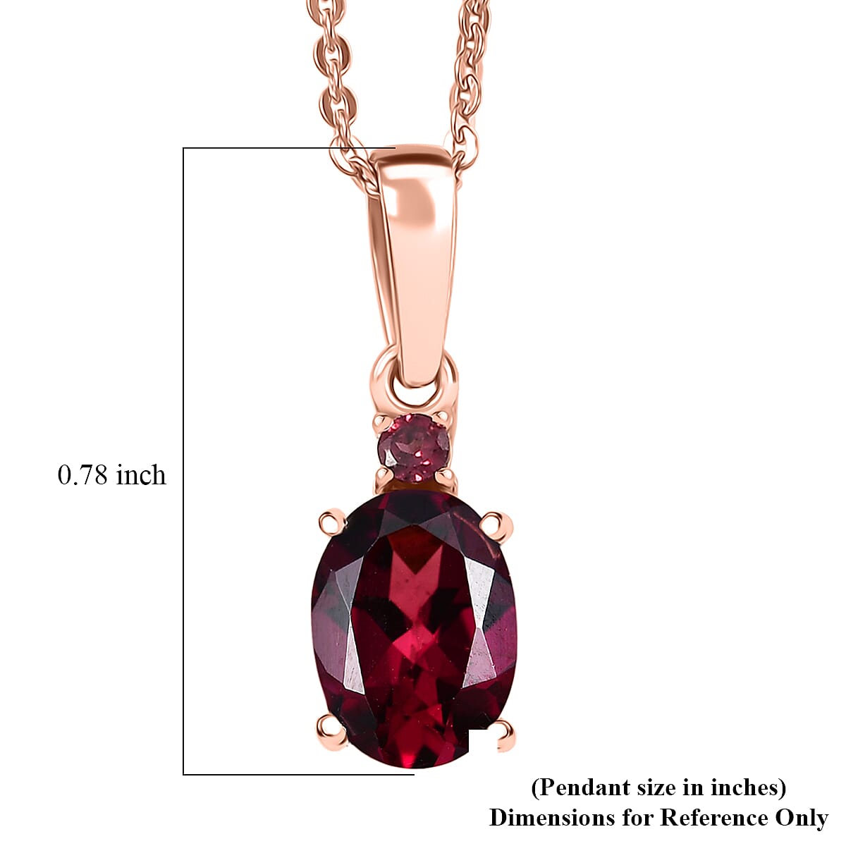 D'Joy Premium Orissa Rhodolite Garnet 1.60 ctw Velvet Fire Trilogy Pendant Necklace in 18K Vermeil Rose Gold Over Sterling Silver 20 Inches