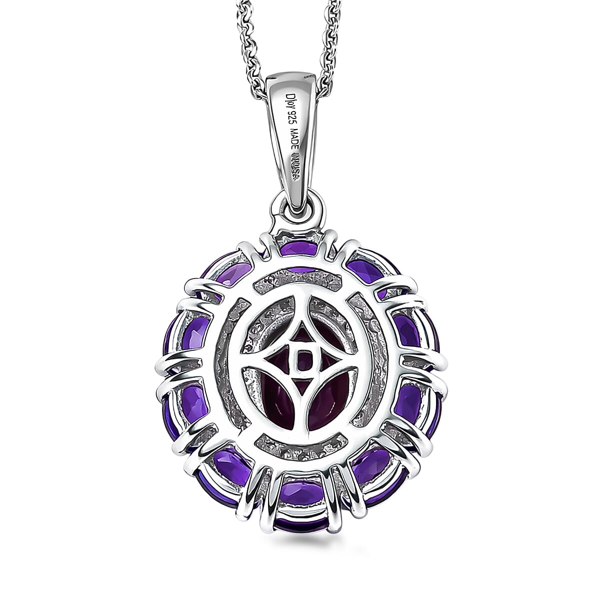 D'Joy Premium Orissa Rhodolite Garnet and Multi Gemstone 3.25 ctw Velvet Blossom Pendant Necklace in Rhodium Over Sterling Silver 20 Inches  image number 4