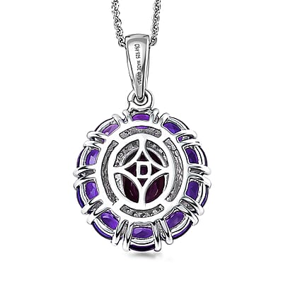 D'Joy Premium Orissa Rhodolite Garnet and Multi Gemstone 3.25 ctw Velvet Blossom Pendant Necklace in Rhodium Over Sterling Silver 20 Inches