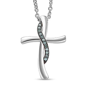 EverTrue Lab Grown Green Diamond (IR) (SI) 0.10 ctw Pendant in Platinum Bond with Stainless Steel Necklace 20 Inches