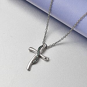 EverTrue Lab Grown Green Diamond (IR) (SI) 0.10 ctw Pendant in Platinum Bond with Stainless Steel Necklace 20 Inches