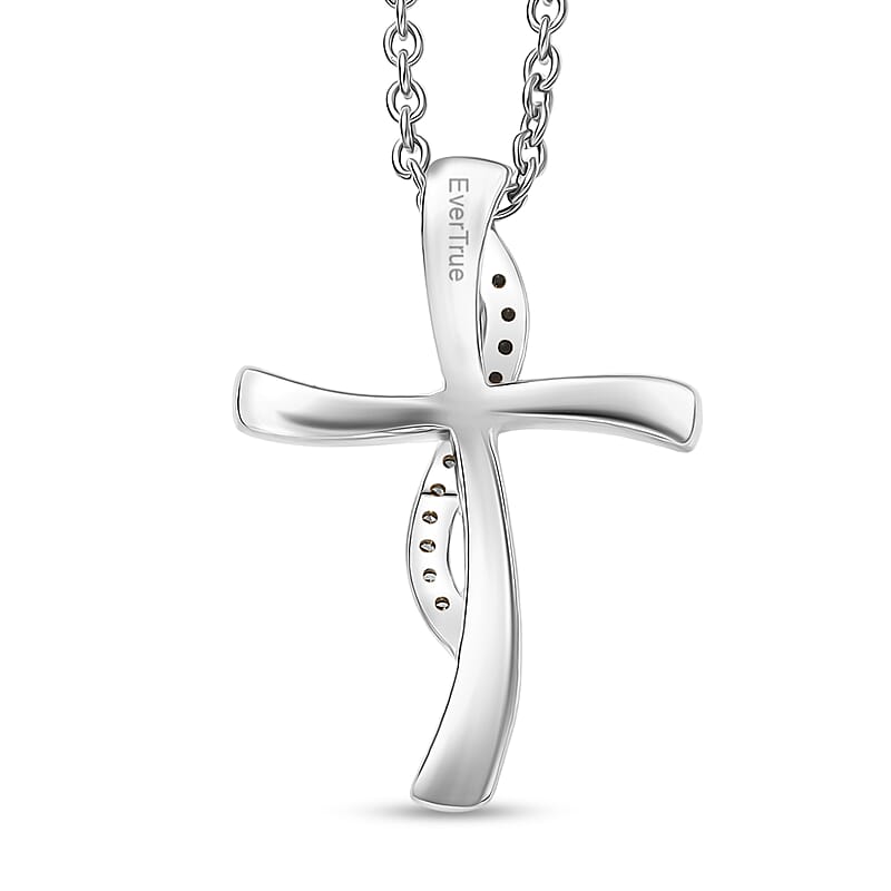 EverTrue Lab Grown Green Diamond (IR) (SI) 0.10 ctw Green Promise Cross Pendant in Platinum Bond with Stainless Steel Necklace 20 Inches