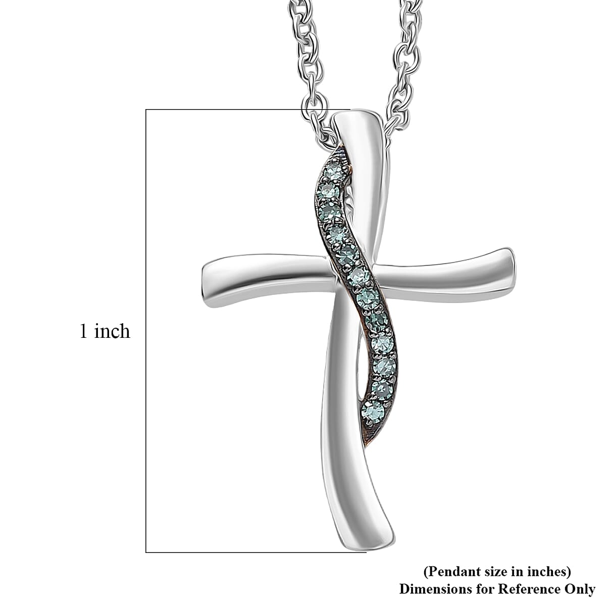 EverTrue Lab Grown Green Diamond (IR) (SI) 0.10 ctw Green Promise Cross Pendant in Platinum Bond with Stainless Steel Necklace 20 Inches image number 6