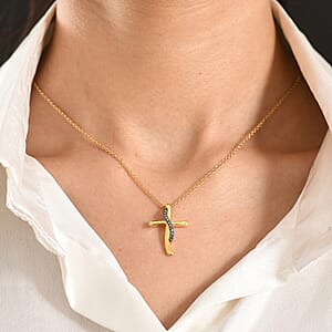 EverTrue Lab Grown Green DIamond SI 0.10 ctw Pendant in 18K YG Plated with ION Plated YG Stainless Steel Necklace 20 Inches