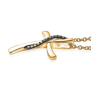 EverTrue Lab Grown Green DIamond SI 0.10 ctw Pendant in 18K YG Plated with ION Plated YG Stainless Steel Necklace 20 Inches