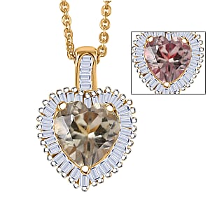 AAA Turkizite and Luxuriant Lab Grown Diamond G-H SI 1.65 ctw Pendant Necklace in 18K Vermeil Yellow Gold Over Sterling Silver 20 Inches 