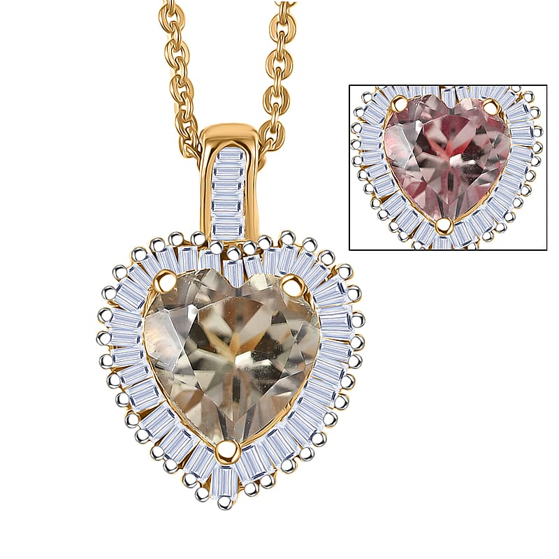 AAA Turkizite and Luxuriant Lab Grown Diamond G-H SI 1.65 ctw Pendant Necklace in 18K Vermeil Yellow Gold Over Sterling Silver 20 Inches