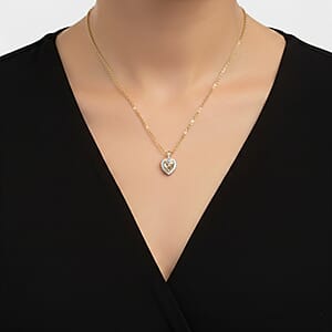 AAA Turkizite and Luxuriant Lab Grown Diamond G-H SI 1.65 ctw Pendant Necklace in 18K Vermeil Yellow Gold Over Sterling Silver 20 Inches 