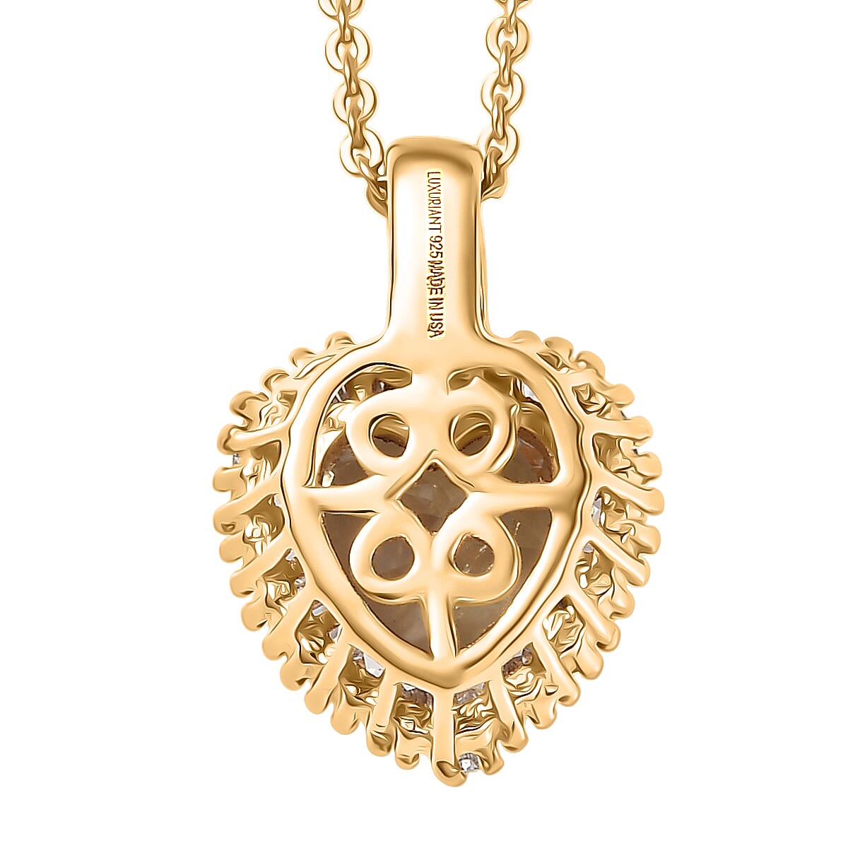 AAA Turkizite and Luxuriant Lab Grown Diamond G-H SI 1.65 ctw Pendant Necklace in 18K Vermeil Yellow Gold Over Sterling Silver 20 Inches  image number 4