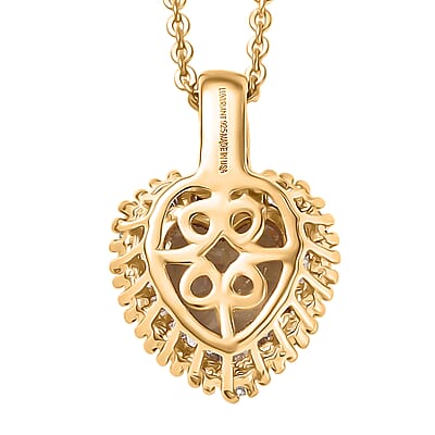 AAA Turkizite and Luxuriant Lab Grown Diamond G-H SI 1.65 ctw Pendant Necklace in 18K Vermeil Yellow Gold Over Sterling Silver 20 Inches