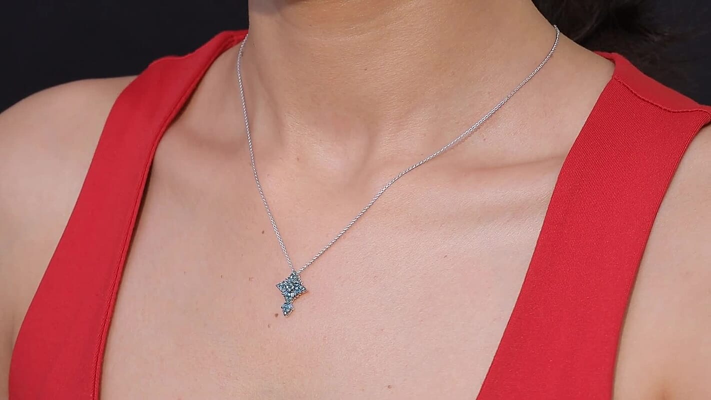 Luxuriant Lab Grown Green Diamond (IR) SI 0.50 ctw Forever Green Faith Pendant Necklace in Rhodium Over Sterling Silver 20 Inches