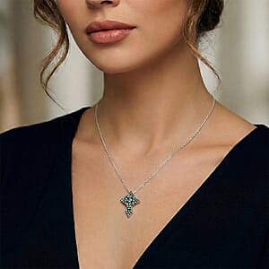 Luxuriant Lab Grown Green Diamond (IR) SI 0.50 ctw Forever Green Faith Pendant Necklace in Rhodium Over Sterling Silver 20 Inches 