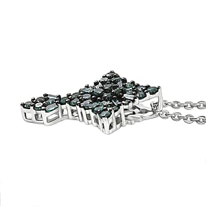 Luxuriant Lab Grown Green Diamond (IR) SI 0.50 ctw Forever Green Faith Pendant Necklace in Rhodium Over Sterling Silver 20 Inches 