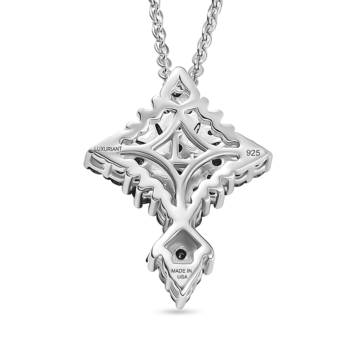 Luxuriant Lab Grown Green Diamond (IR) SI 0.50 ctw Forever Green Faith Pendant Necklace in Rhodium Over Sterling Silver 20 Inches  image number 4