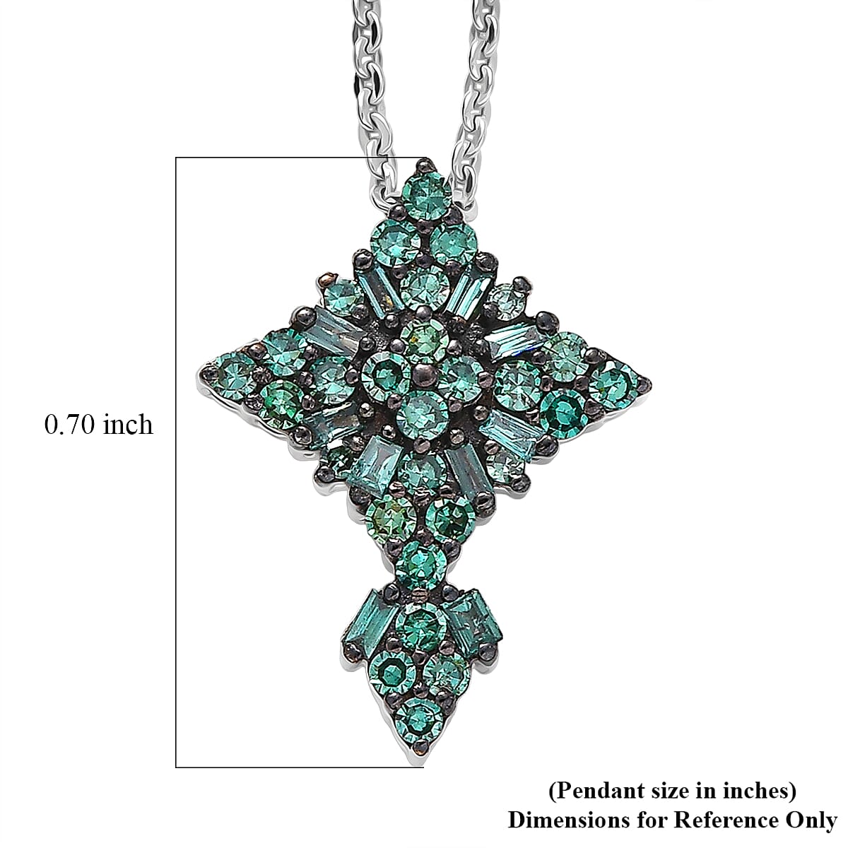 Luxuriant Lab Grown Green Diamond (IR) SI 0.50 ctw Forever Green Faith Pendant Necklace in Rhodium Over Sterling Silver 20 Inches  image number 6