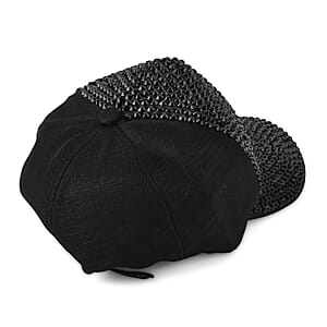 La Marey Gradient Black Gray UV400 Sunglasses and Black Color Resin Crystal Hat