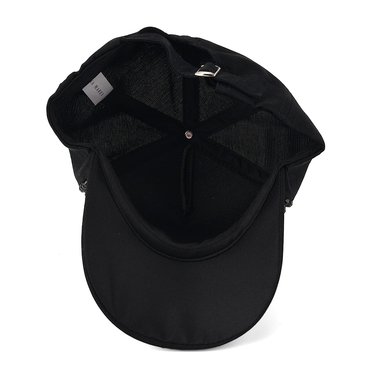 La Marey Gradient Black Gray UV400 Sunglasses and Black Color Resin Crystal Hat image number 3
