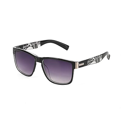 La Marey Gradient Black Gray UV400 Sunglasses and Black Color Resin Crystal Hat
