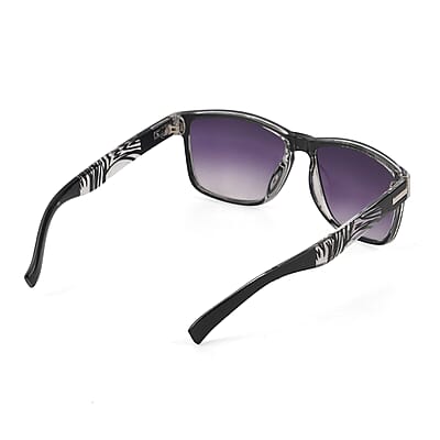La Marey Gradient Black Gray UV400 Sunglasses and Black Color Resin Crystal Hat