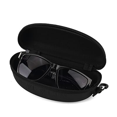 La Marey Gradient Black Gray UV400 Sunglasses and Black Color Resin Crystal Hat